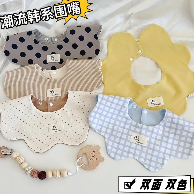 ins韩版宝宝纯棉口水巾婴儿百搭围嘴花瓣双面宝宝柔软口水小围兜