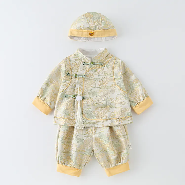 男宝宝唐装中式礼服婴儿百天周岁抓周服中国风汉服套装秋季拜年服