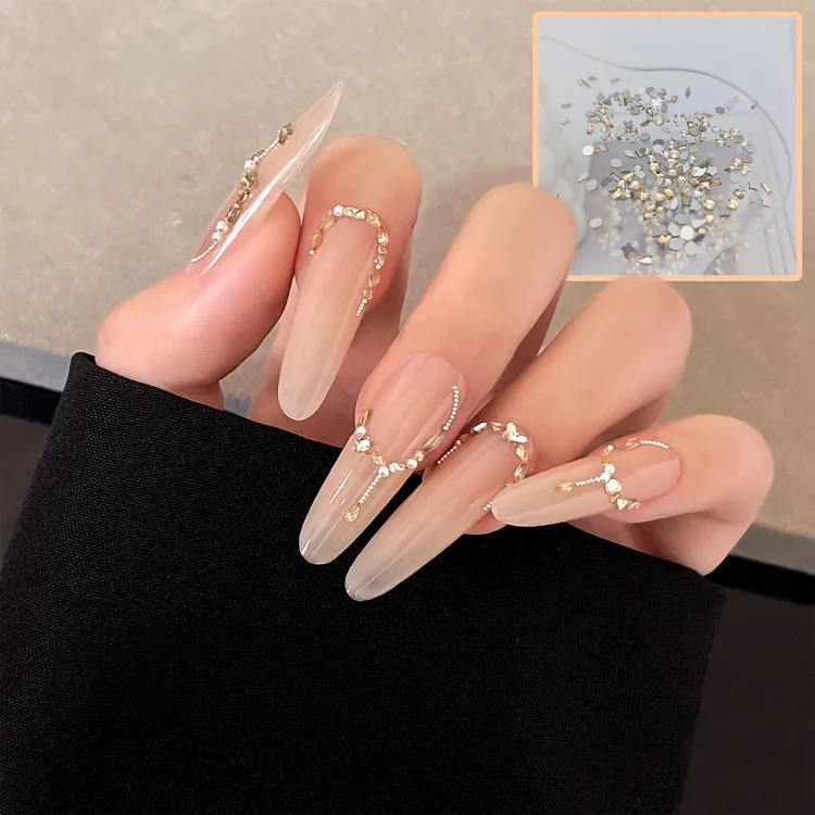秋冬超迷你香槟色渺渺钻平底异形美甲钻饰品奢华超闪指甲配饰用品