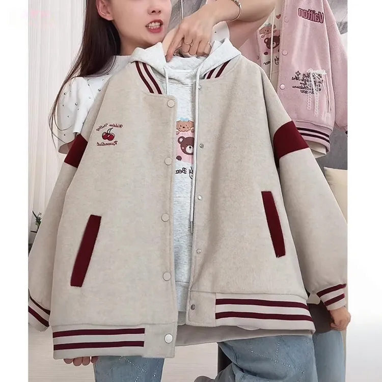 女童呢子二棉棒球服2025新款秋冬款加厚夹棉外套棉衣上衣深秋棉服