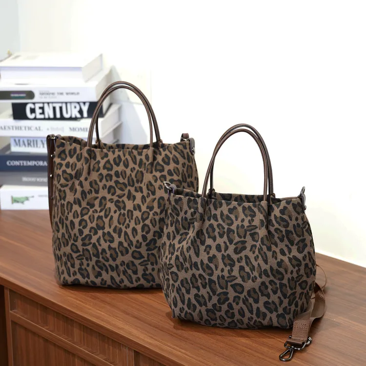 MILIAN/米丽安2025新款豹纹托特包女款休闲时尚通勤单肩斜挎包包