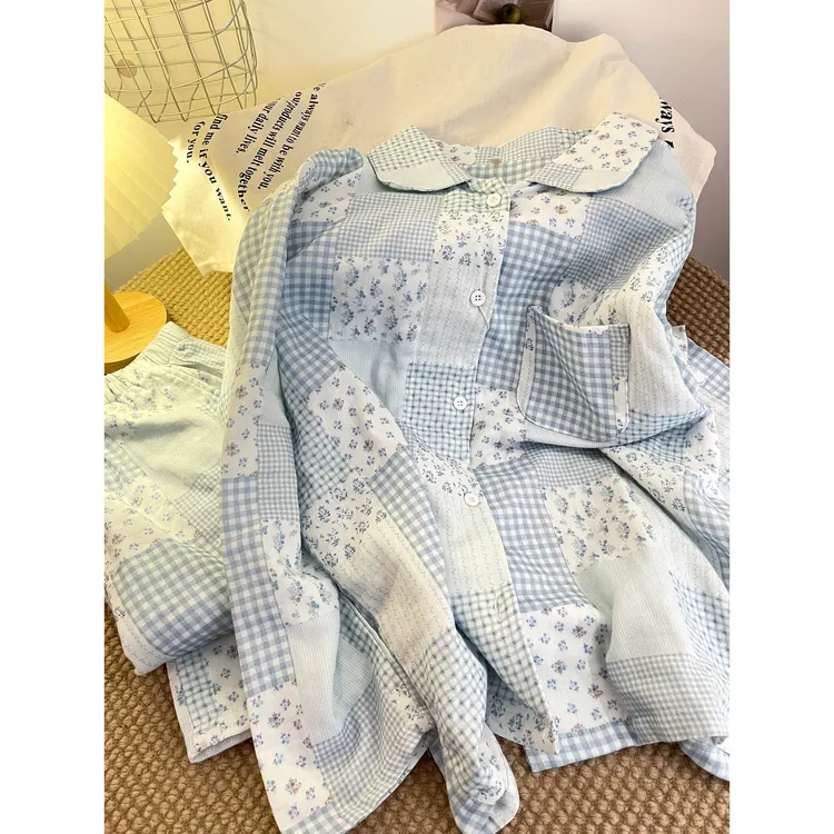 【格纹小碎花】韩系少女睡衣女春秋新款软糯糯家居服可出门两件套
