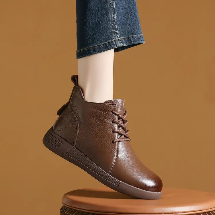 头层牛皮加绒马丁靴女2025新款秋冬英伦风保暖小棉靴女冬百搭短靴