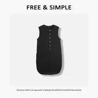 Free&Simple-‘洒脱女主’秋冬款极简小众时尚菱形格长款马甲-25758