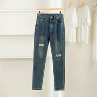 麦迪尚品【夕Y】50910180 复古修身牛仔长裤春秋女装专柜撤柜