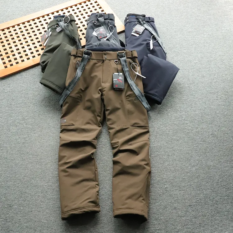 俄罗斯户外新款滑雪裤 加厚加棉冲锋裤 防风雨雪851 背带可脱卸