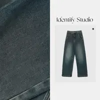 IDENTIFY冬季新品百搭通勤水洗做旧直筒白色牛仔裤25AWG120918