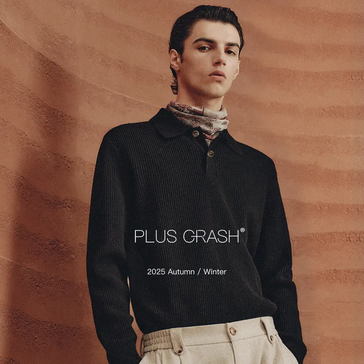 PLUS CRASH冬季新款老钱风POLO领毛衣百搭休闲慵懒风翻领针织衫