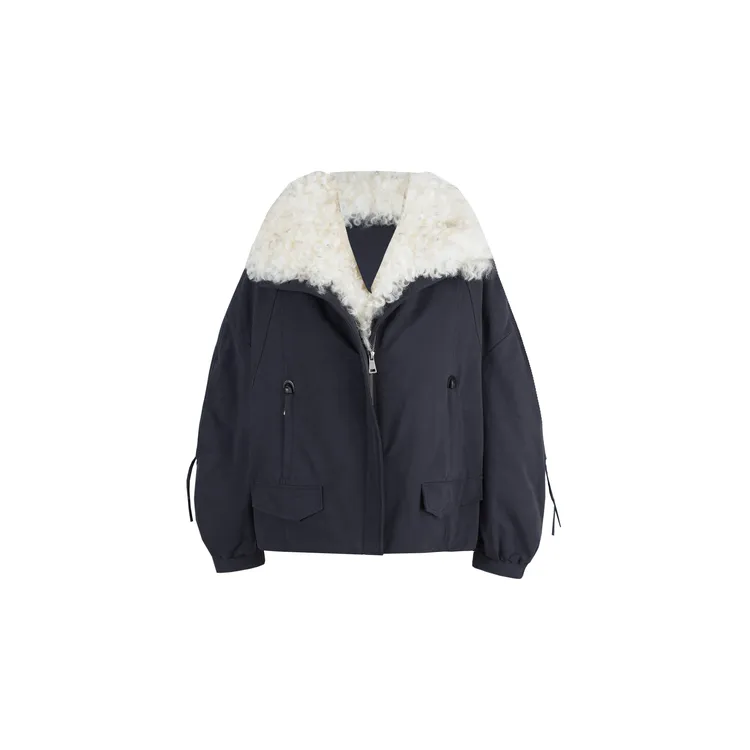 失效【奥利奥】3570冬季新款90鹅绒工装风羊毛皮毛一体羽绒服