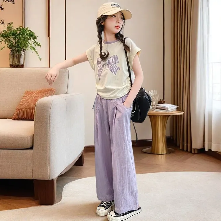 女童夏季套装可爱新款洋气大童网红儿童薄款小清新长裤夏装两件套