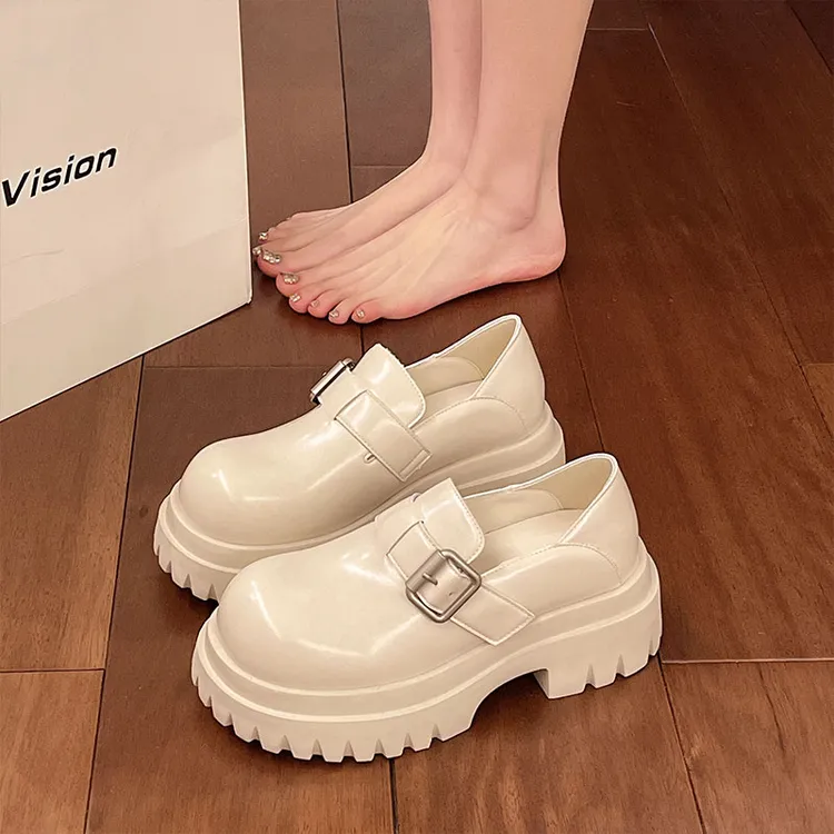 小个子厚底乐福鞋女款2025春季新款6cm增高JK单鞋松糕软底小皮鞋