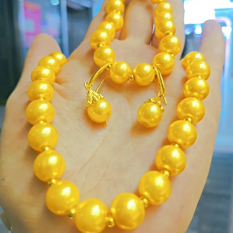 非金属仿珍珠项链 原创设计，时尚项链女款金色