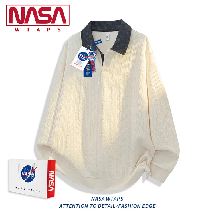 NASA WTAPS美式复古格子拼接高级感卫衣男春秋款潮牌宽松上衣外套
