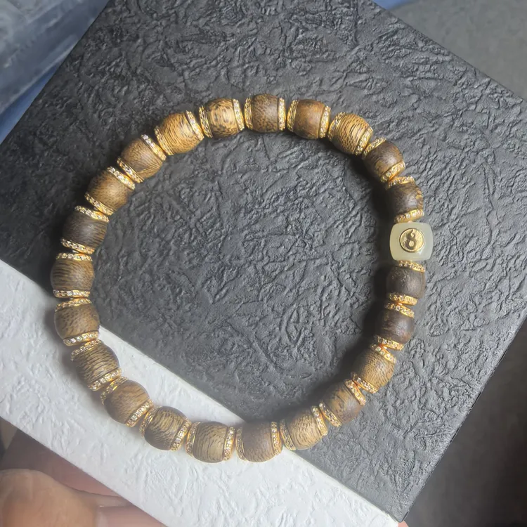 沉香[帝师专属]“福”直切夹金手串-7*8mm-多样性发货