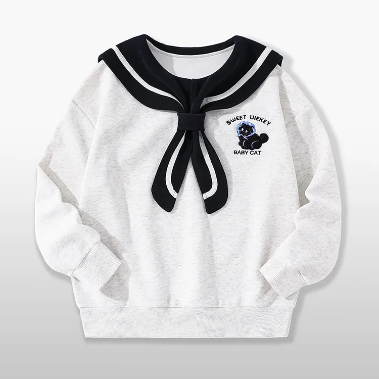 女童学院风卫衣2025新款青少年海军领衣服初中生女孩衣服超好看潮
