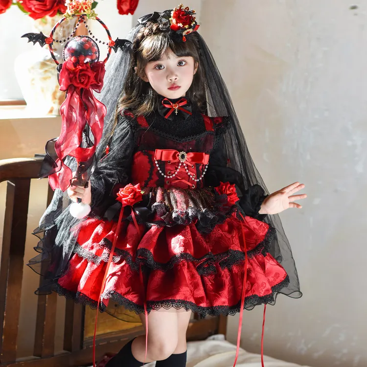万圣节儿童服装cos服洛丽塔女童公主裙女宝宝吸血鬼生日礼服裙子