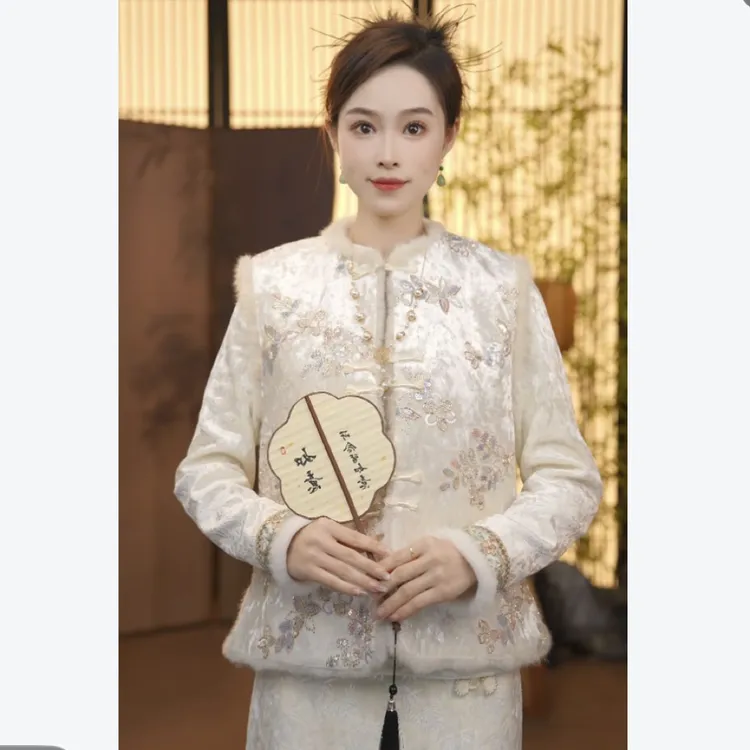 CJ【青时】秋冬季双面新款中国风复古锦绣马甲739