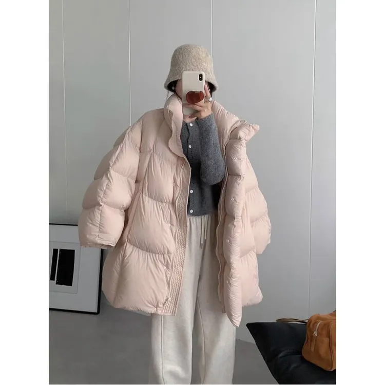 韩系轻柔软糯泡芙A摆羽绒服女2025冬季新款宽松休闲洋气棉衣外套