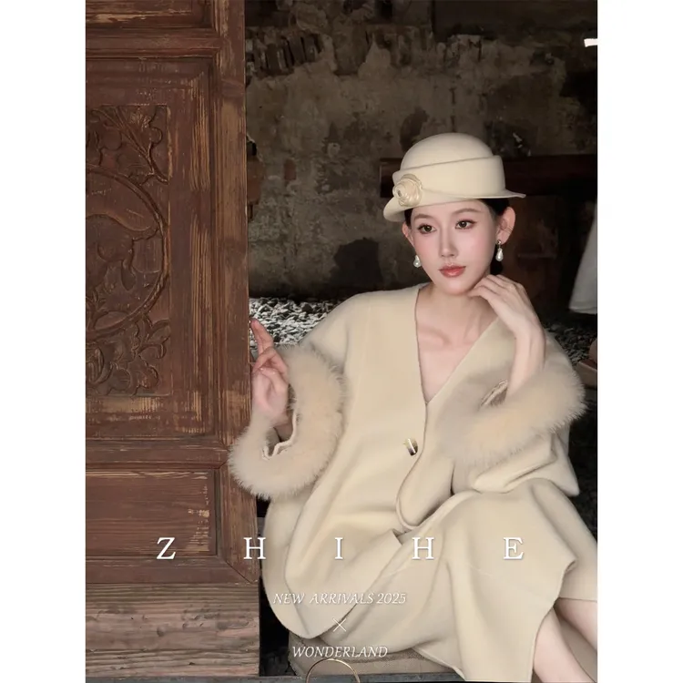 无艳一禾【闲时月】手工坊-100羊毛双面呢大衣+半裙