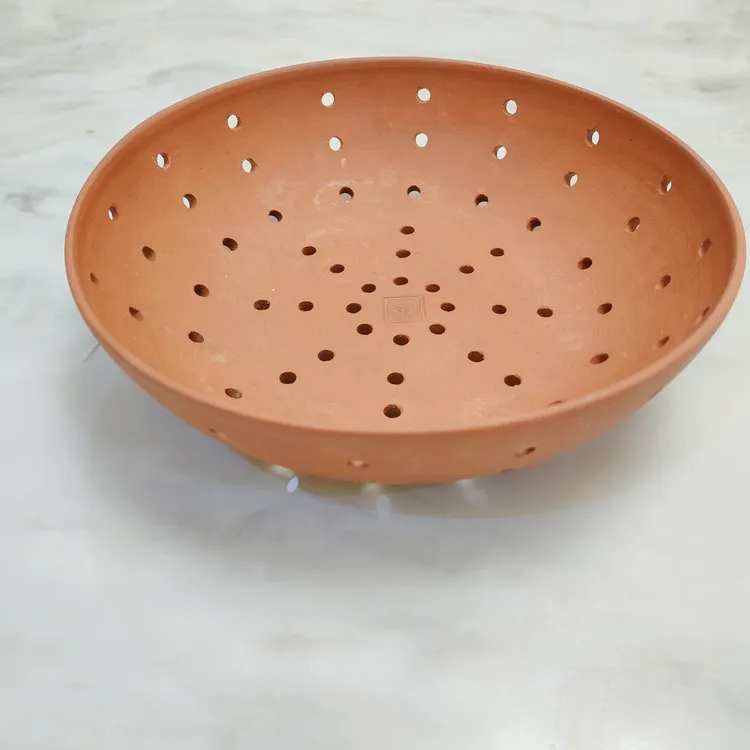 老式漏眼蒸盘胶东非遗砂蒸盘镂空蒸盘手工粗陶蒸盘