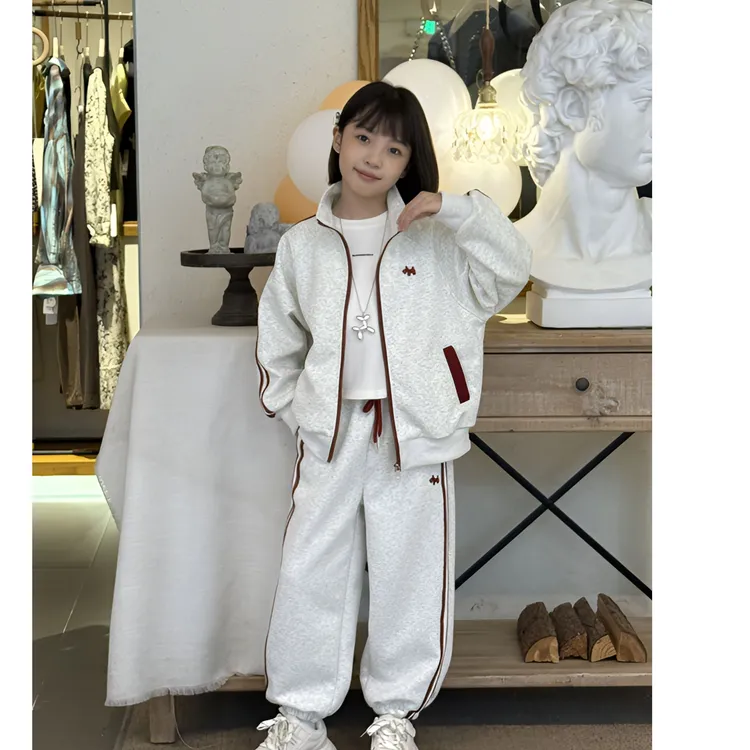 女童春秋套装2025新款女孩休闲运动服外套中大童网红针织两件套