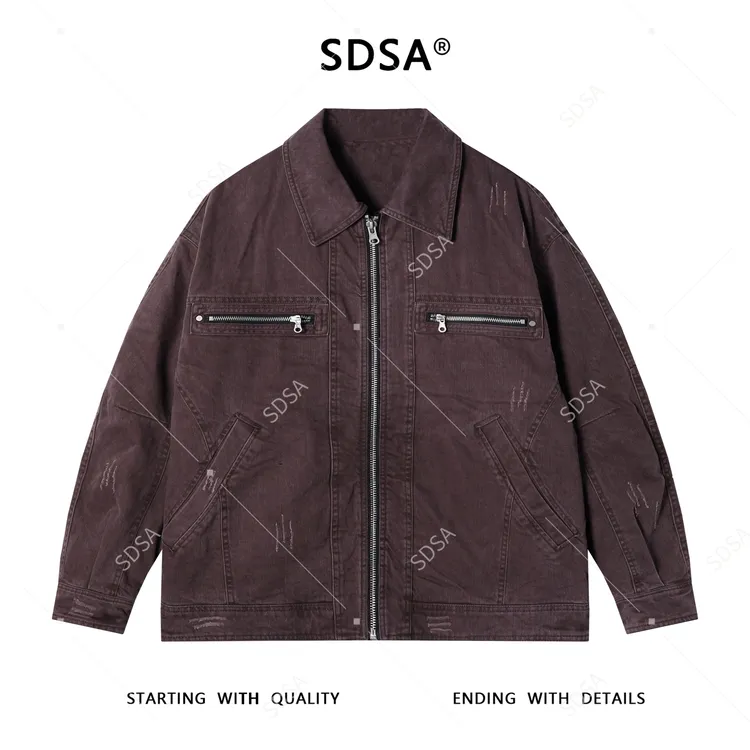 SDSA男士秋冬新款痞帅男装潮牌韩版拉链翻领夹克外套时尚百搭上衣