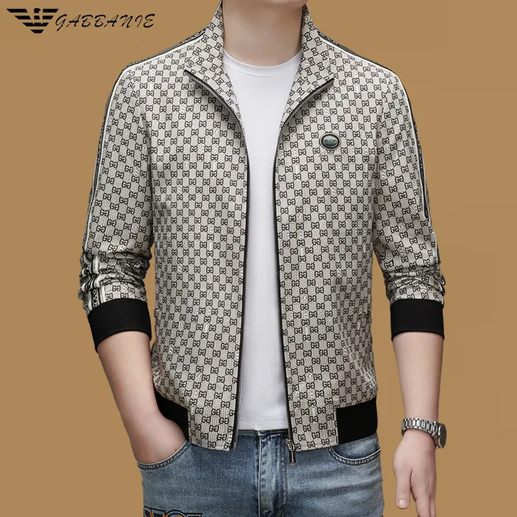 意大利男士立领夹克短款休闲潮流时尚春秋季印花韩版中青年外套潮