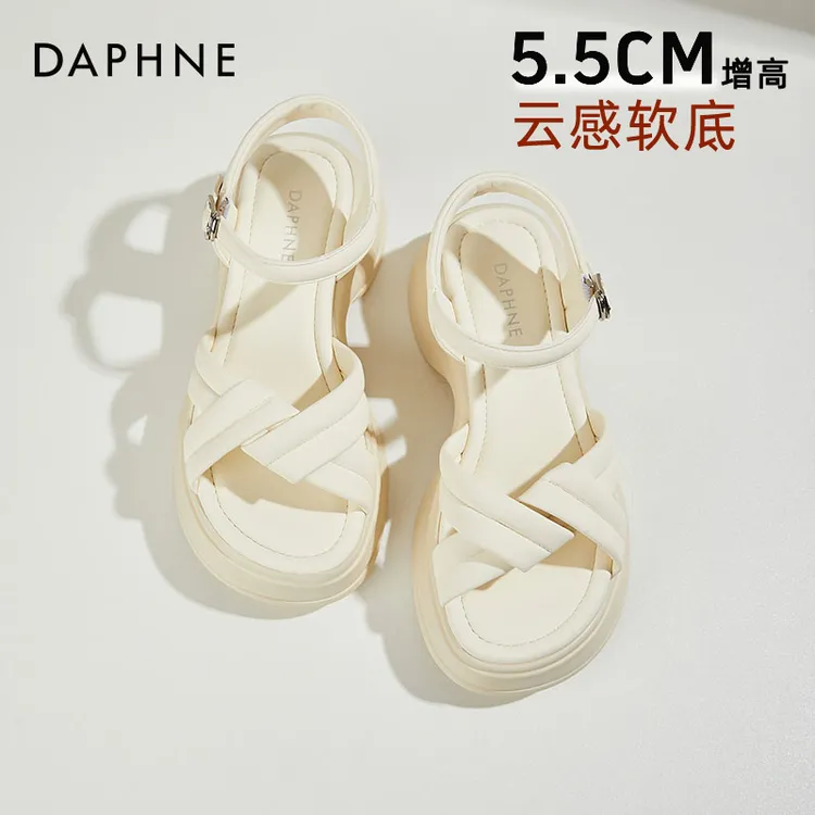 达芙妮平底罗马凉鞋沙滩鞋夏季2025年厚底时装凉鞋一字带细带女鞋