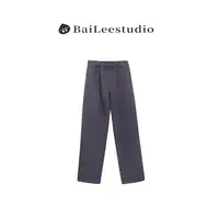 【柏栗良品】松紧腰抽绳净版小众设计师款直筒休闲卫裤559
