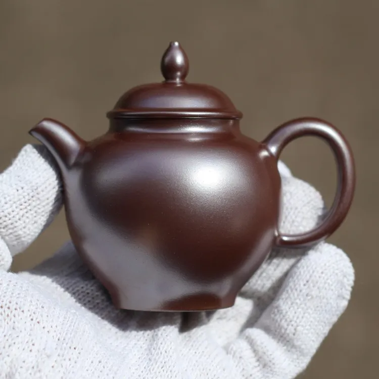 广西钦州坭兴陶茶壶结晶素壶紫金色容量120毫升左右