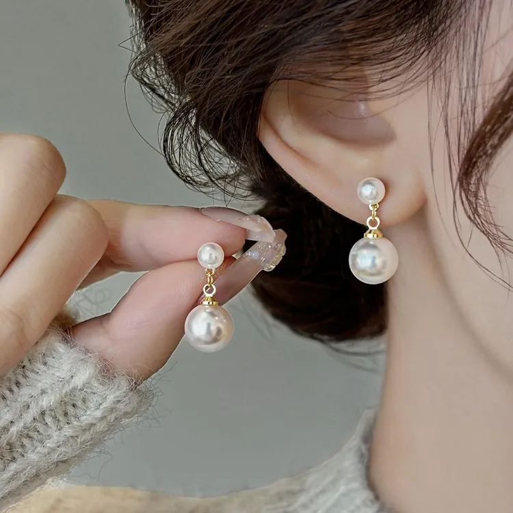 CIOEM KOUIM 925银耳饰 长款显脸瘦珍珠女耳坠法式高级感气质百搭