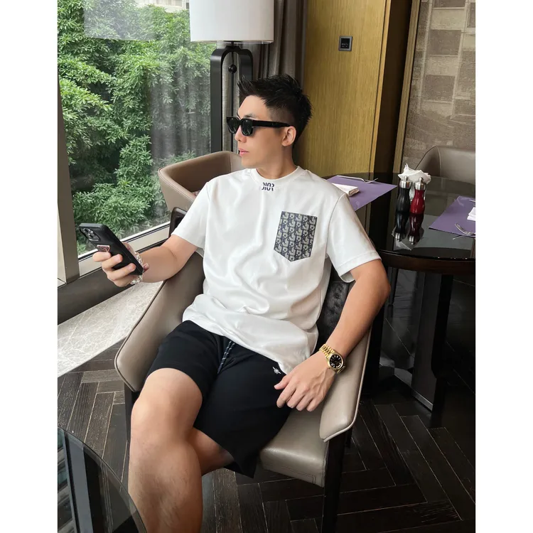 【提花口袋】25夏季液氨棉透气舒适极简短袖T恤男士网红时尚半袖