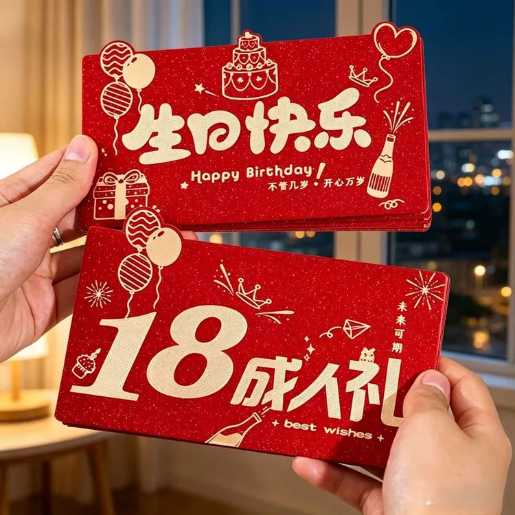 十八岁成人礼礼物男生折叠红包金葱纸送女儿红包祝福利是封红包