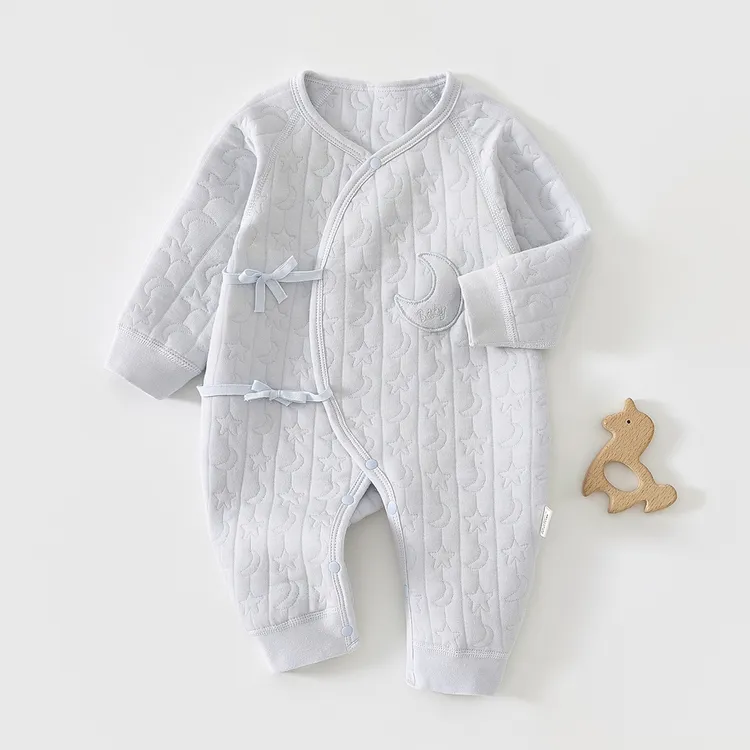 新生婴儿衣服秋冬装夹棉加厚哈衣爬服出生幼儿宝宝保暖贴身连体衣