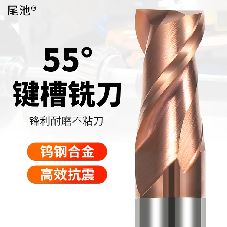 尾池55度钨钢铣刀2刃键槽铣刀硬质合金铣刀平底两刃CNC数控键槽刀