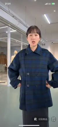 闪闪兒 元 DEREKLAM IO CROS*BY加厚款毛呢外套蓝色毛呢外套3401