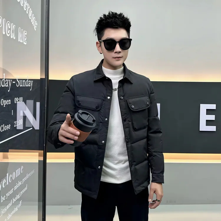 冬季新款男士休闲棉服潮流翻领短款修身韩版加厚保暖商务百搭棉袄