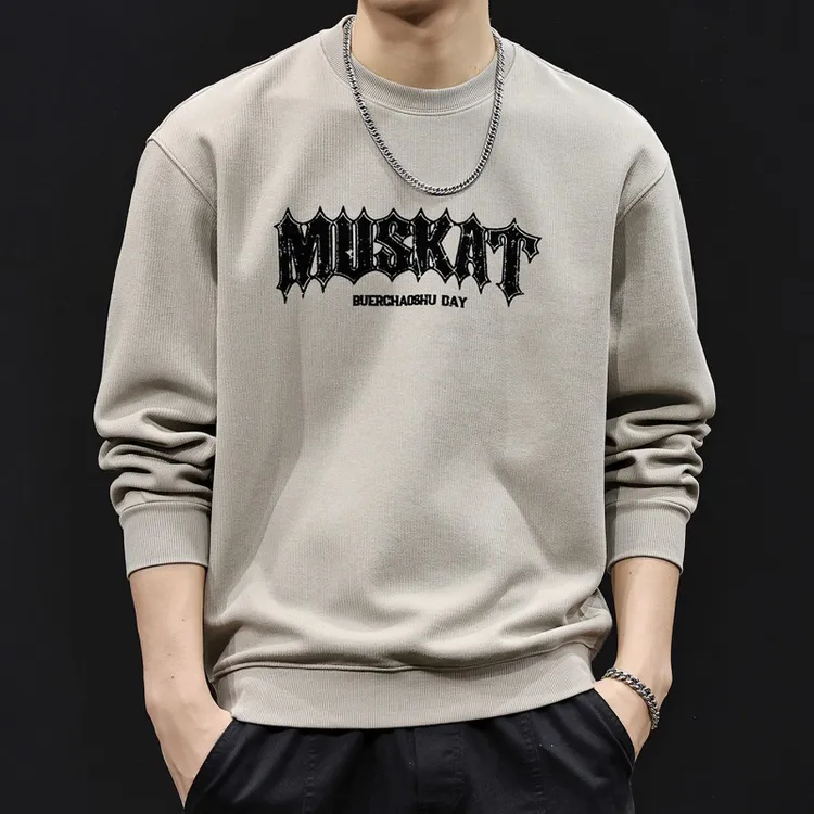 MR.MUDI/穆迪先生高端纹理感圆领卫衣男秋季新款潮牌宽松休闲长袖