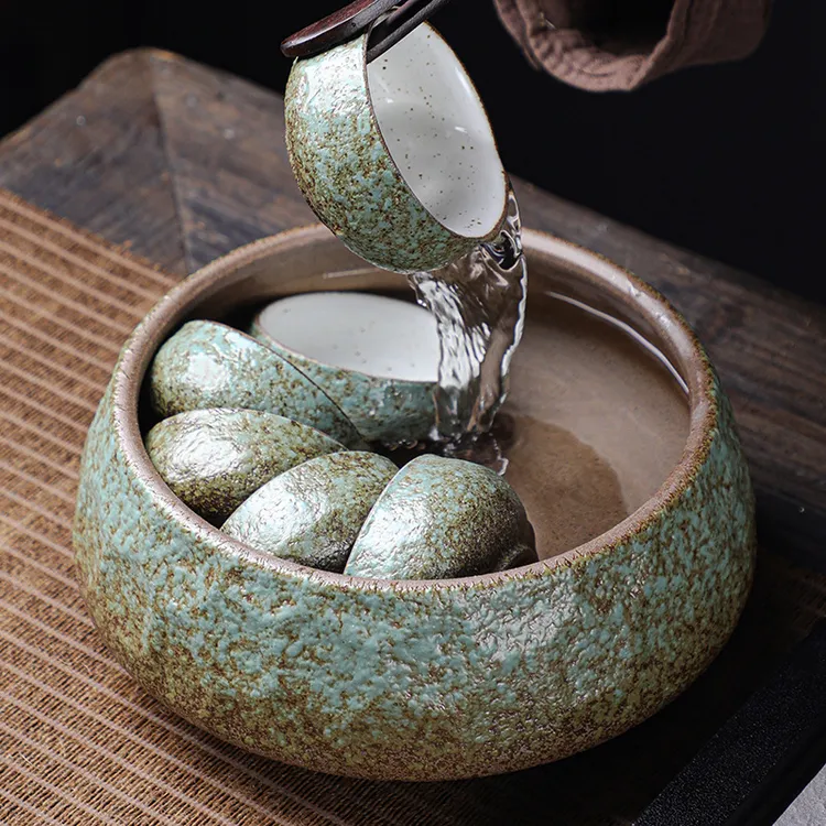 最新款粗陶茶洗茶渣缸复古陶瓷功夫茶具高级感轻奢风桌面茶具茶器