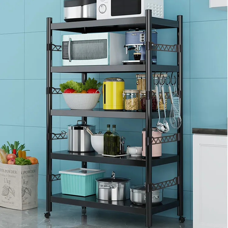 80长厨房置物架落地多层微波炉架烤箱架收纳整理架储物架可移动章