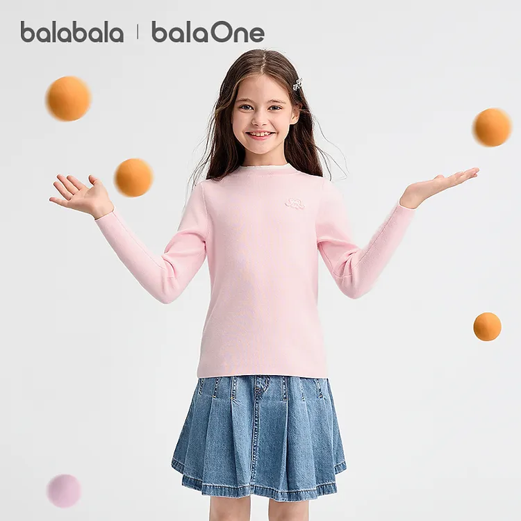【balaOne】巴拉巴拉童装儿童毛衣女童2025春秋装打底衫毛衫套头