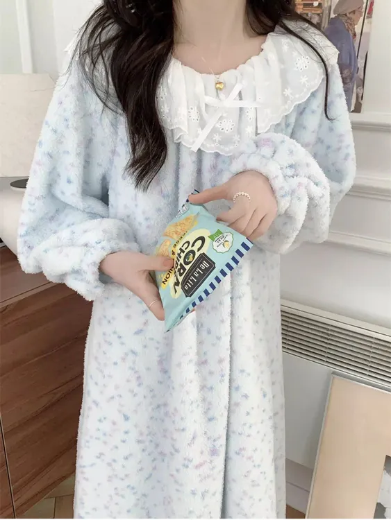珊瑚绒睡裙女秋冬季甜美公主风2025新款加厚加绒法兰绒睡衣家居服