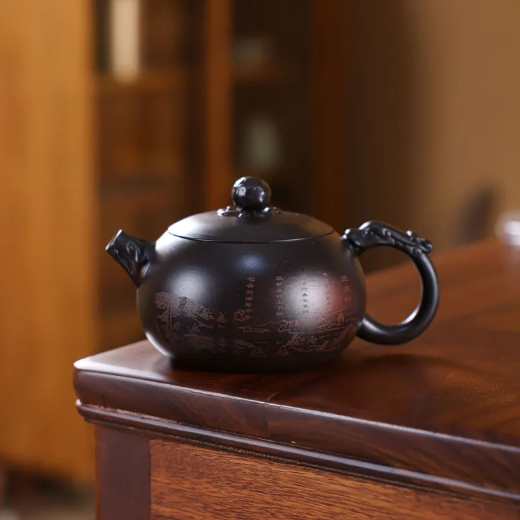 建水紫陶茶壶高颜值大容量泡茶壶手工跳刀西施凤鸣壶高档家用茶具