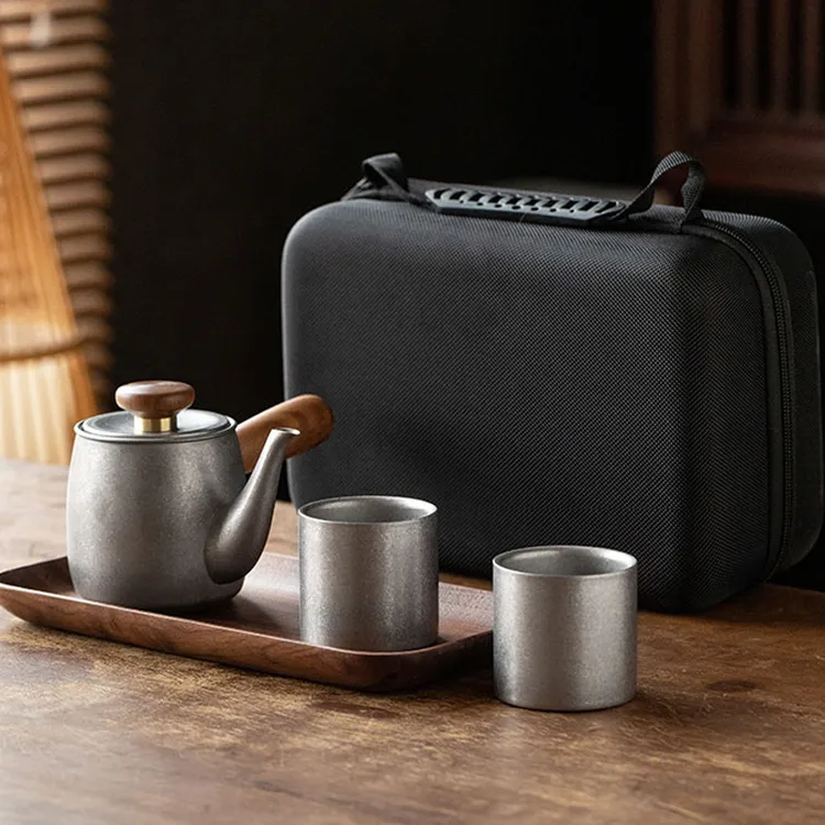 小Q手冲咖啡壶套装日式不锈钢咖啡壶便携式咖啡分享壶复古泡茶壶