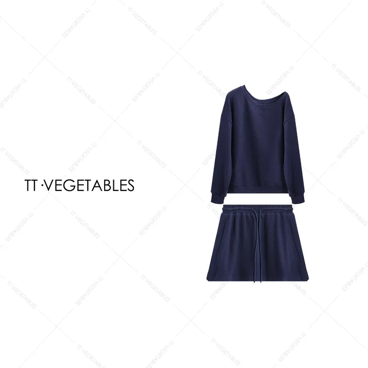 TT・VEGETABLES【序白】简约女士长袖时尚宽松套装百搭521344