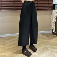 秋季胶片影集松紧腰宽松休闲八分裤皮裤5-9-24