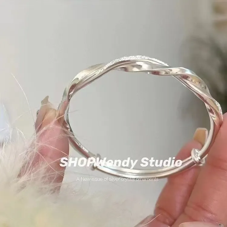 足银手镯 莫比乌斯纯银999手镯女小众轻奢时尚百搭镯子送女生礼物