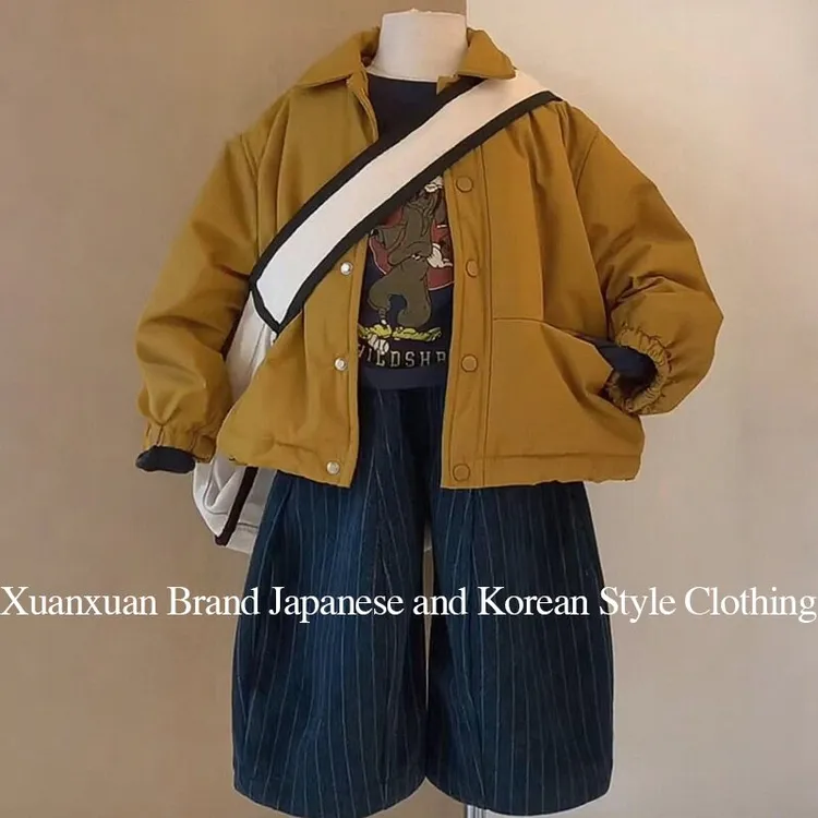 童装男童2025年秋冬加棉外套加绒裤子套装时尚韩系版型