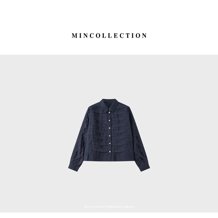 DE Mincollection折纸衬衫/中古肌理褶皱薄款宽松苎麻衬衫40156