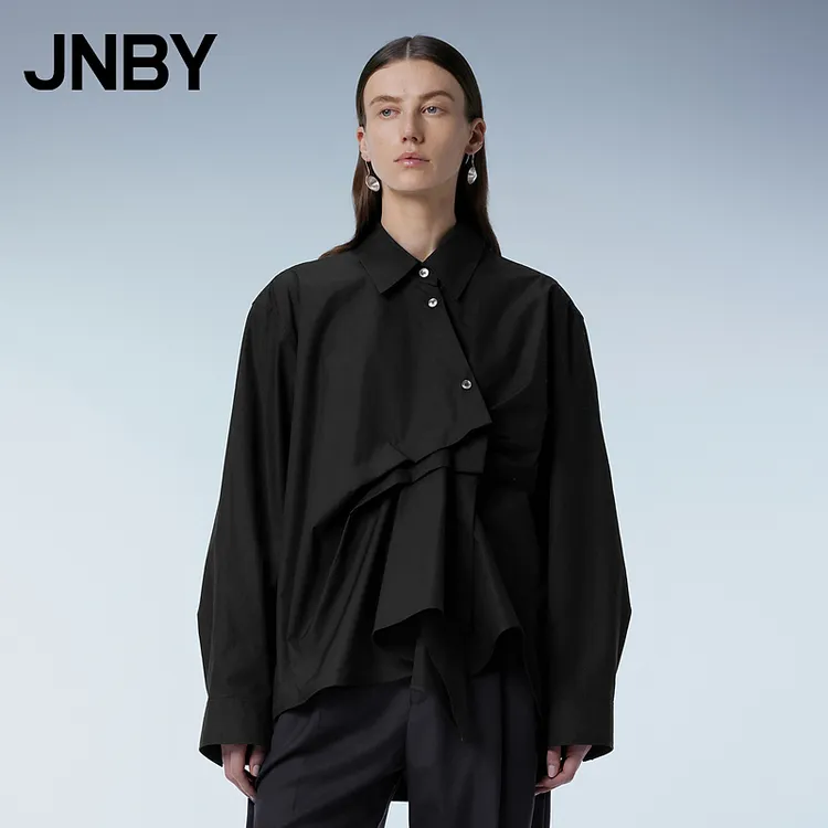 JNBY/江南布衣女装衬衫造型感翻领褶皱衬衣通勤5O3211160